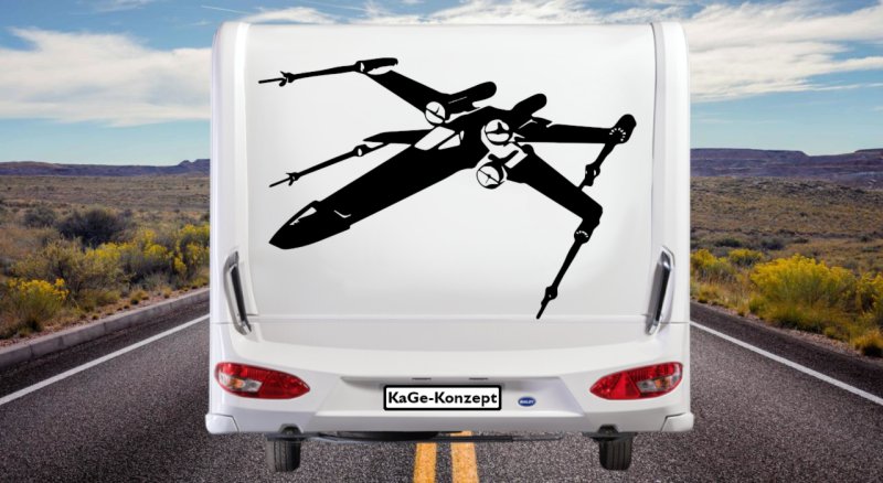 Preview: 46384 X Wing Fighter seitlich Mein-Motiv-Wohnwagen-Wohnmobil